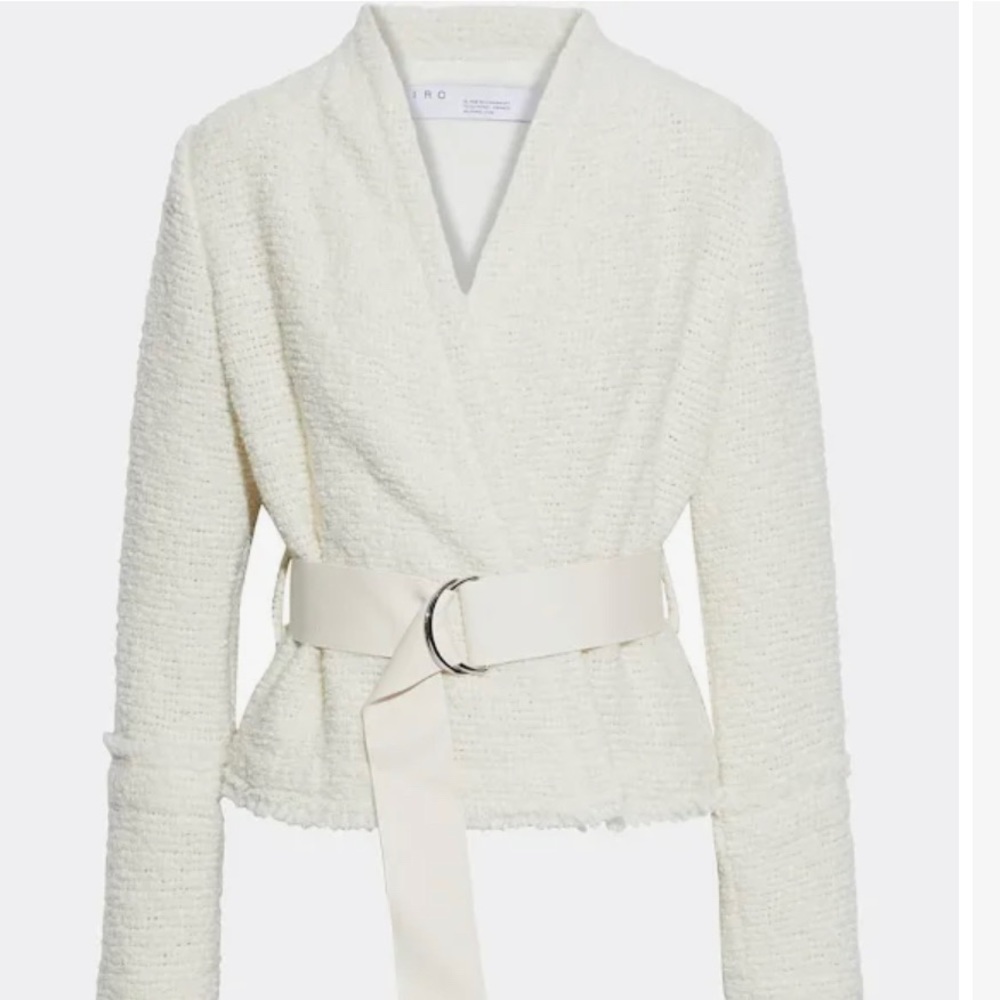 IRO Women’s Vipeana belted boucle-knit wrap Jacket size small, new without tags